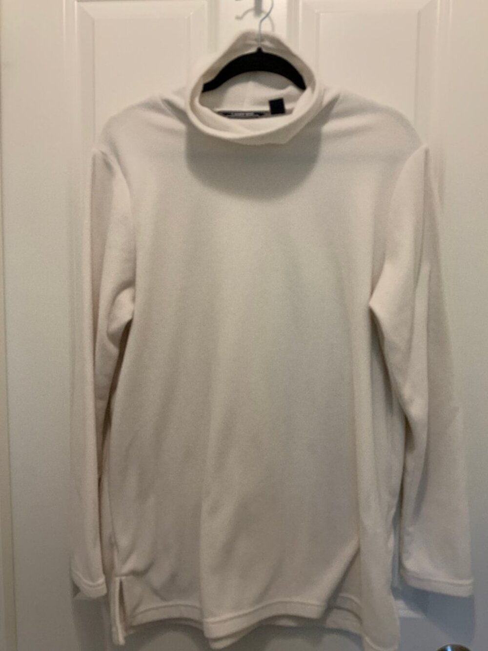 Lands' End Women's White Fleece Turtleneck Top Size Large